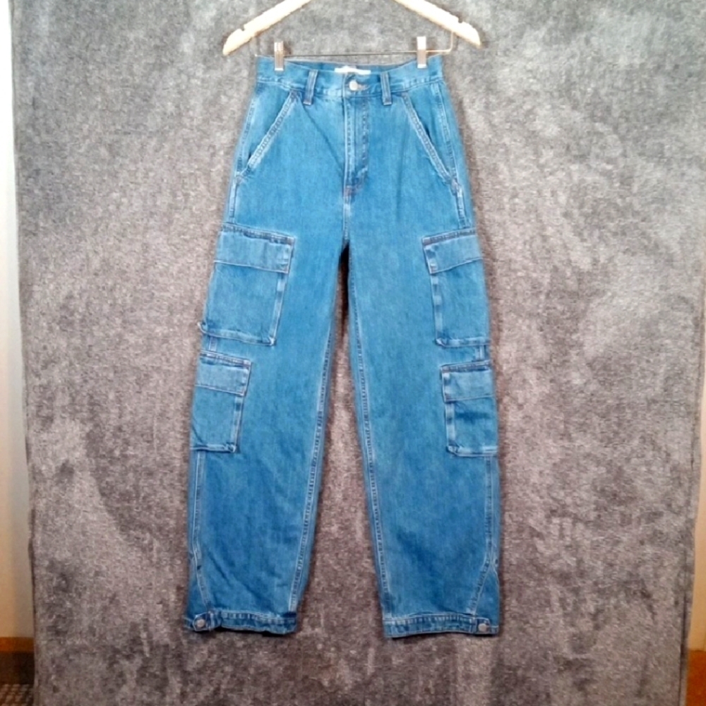 Denim Forum The 90s Millie High Rise Cargo Cotton Streetware Womens 24